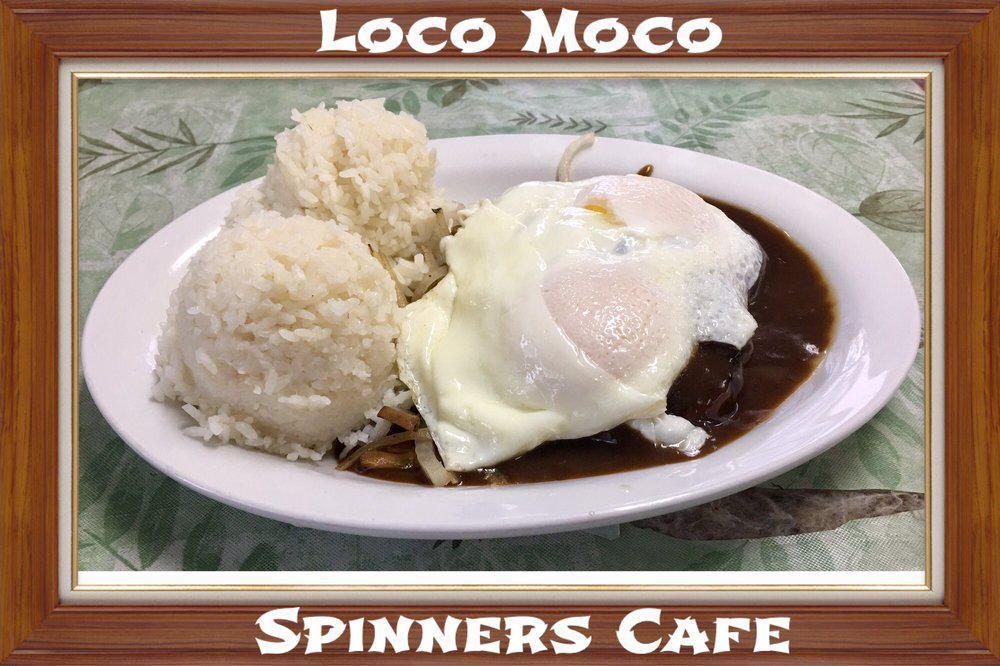 Loco Moco · Two eggs a top two hamburger patties topped with grilled mushrooms and onions smothered in brown gravy.