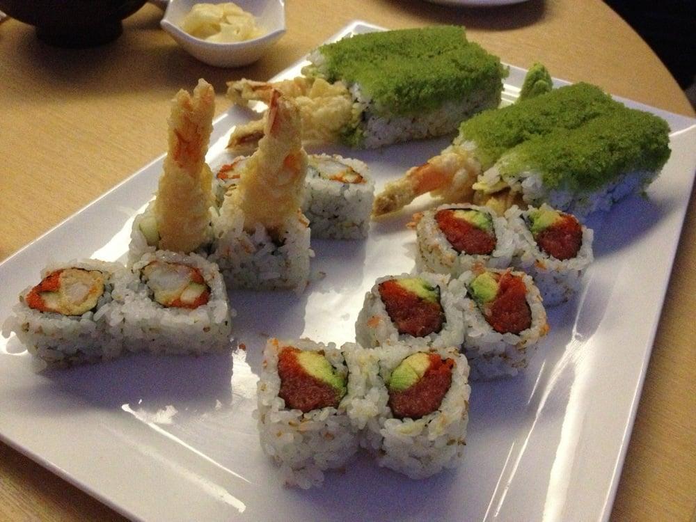 Jalapincho Roll · Shrimp tempura, cucumber and avocado. Jalapeno masago on top.