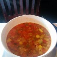 Minestrone Soup · Seasoned vegetables, pastina and Parmigiano cheese in a chunky tomato soup.