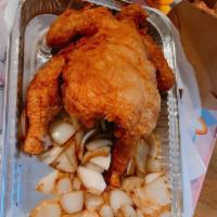 Old School Chicken · Deep fried whole chicken.