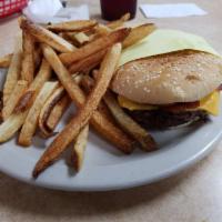 Bacon Cheeseburger · 1/3 lb. of beef patty served with bacon and cheese and your choice of mayo or mustard, lettu...