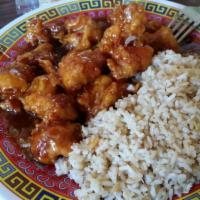 Tangerine Chicken and Egg Roll · 