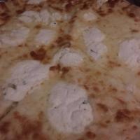 White Pizza · Mozzarella, ricotta, Parmesan, provolone, fresh garlic and basil.