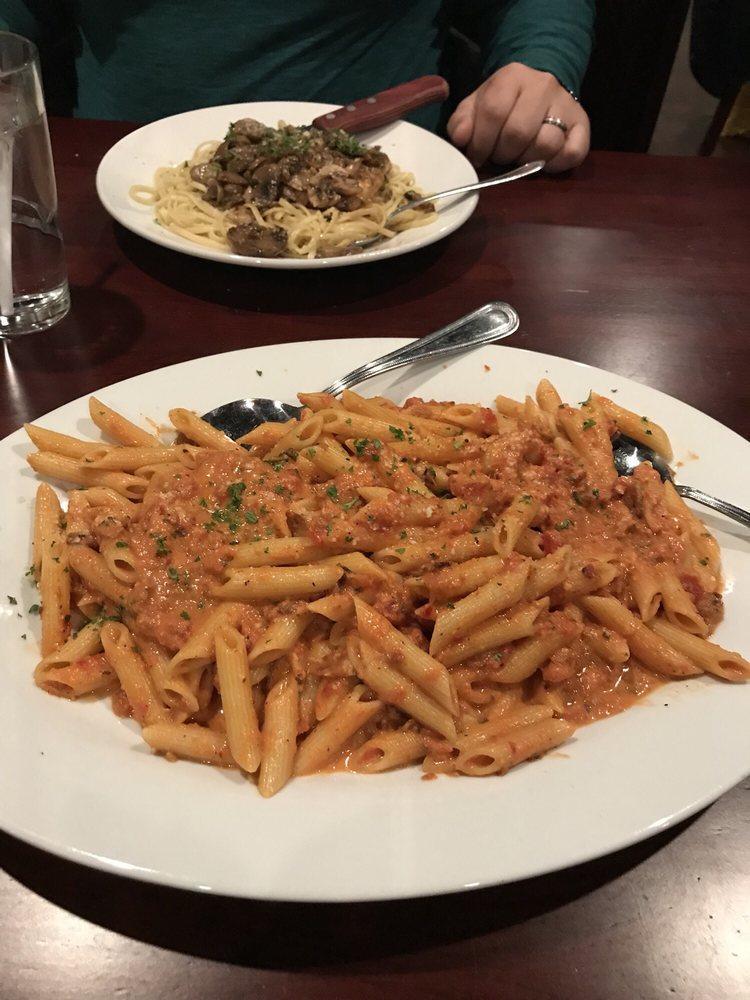 Penne Ala Vodka · Imported semolina pasta tossed in a creamy tomato pink sauce with pancetta and a hint of red pepper. Spicy. 