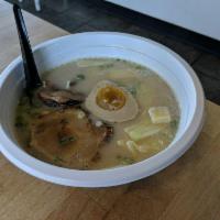 Tonkotsu Ramen · Japanese noodle soup served as kyushu style ramen with tonkotsu soup, white pork soup with t...