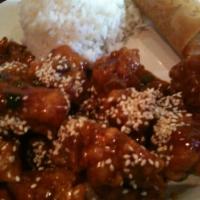 Sesame Chicken · Breaded and stir fried in a sweet sesame sauce.