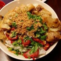 Thai Vermicelli Salad · Contains peanuts. Soft vermicelli noodles with sliced bbq pork, shrimp, mint, lettuce, and e...
