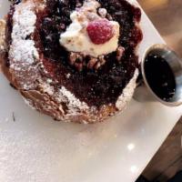 Blueberry French Toast · 2 Callahan slices, ricotta cheese, raspberry preserve, berries, candied pecans, powdered sug...