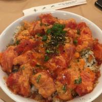 Spicy Ahi Bowl · Served with rice.