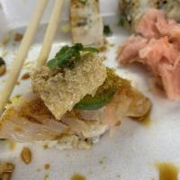 Yellowtail · 1 piece per sushi order and 4 pieces per sashimi order. Hamachi.