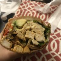 California Wrap · Grilled chicken, avocado, lettuce, tomato, red peppers and ranch dressing