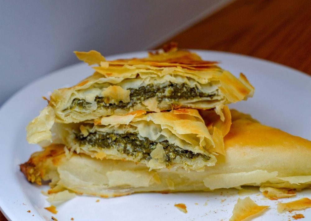 Spinach Pie Slice · Spinach baked in filo crust.