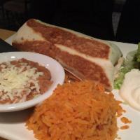 Macho Burrito · Dry. 1 flour tortilla filled with meat of your choice ground beef, barbacoa, chicken, pork, ...