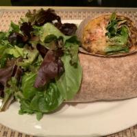 Gourmet Burrito · The ultimate vegan burrito with textured vegetable protein, mixed with brown rice, lettuce, ...