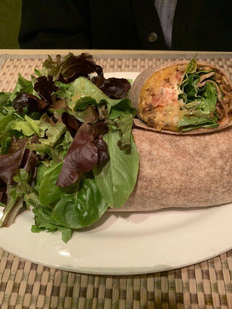 Gourmet Burrito · The ultimate vegan burrito with textured vegetable protein, mixed with brown rice, lettuce, guacamole and pico de gallo, wrapped in an organic whole wheat tortilla. Served with choice of side.