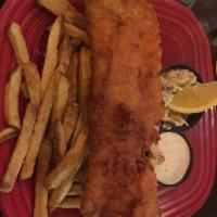 Fish and Chips · Alaskan long-line cod battered in house-made lager batter. Served with chips and tartar sauce.