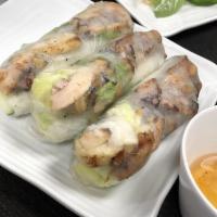 Grilled Chicken Spring Rolls · Goi Cuon Ga. Grilled chicken spring rolls. Grilled chicken rolled with vermicelli, lettuce, ...