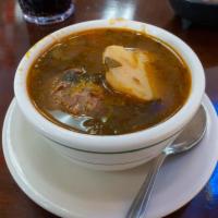 Albondigas Soup · Mexican meatball soup with vegetables.