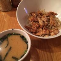 Chicken Teriyaki Budget Bowl · Chicken and sesame seeds with teriyaki sauce, over rice.