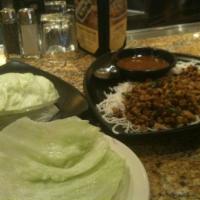 Lettuce Wraps · Fresh shiitake mushrooms, water chestnuts and scallions tossed in spicy ginger soy sauce.