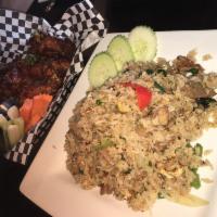 Basil Fried Rice · Bell pepper, onion and basil. Make it vegetarian or vegan by request.