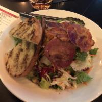 Chop Chop Salad · Radicchio, Iceberg, Romaine, Spicy Salami, Crispy Pancetta, Artichoke, Chickpeas, Olives, To...