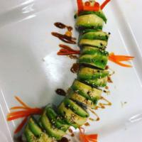 8 Piece Green Dragon Roll · Shrimp tempura, crabs salads, inside the roll.topped with avocado, spicy mayo, teriyaki sauc...