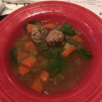 Italian Wedding Soup · A favorite from Mimi's kitchen that marries meatballs, fresh vegetables and acini di pepe pa...