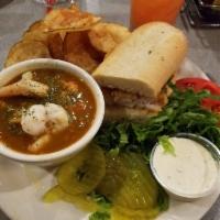 Half Po' Boy & Cup of Gumbo Combo · Comes with seafood.