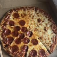 Pepperoni Pizza · Tomato sauce, mozzarella cheese and pepperoni.
