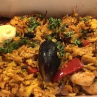 Seafood Paella · Spanish rice dish.
