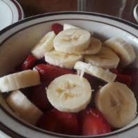 Fruit Bowl · Fresh grapes, sliced strawberries and banana.