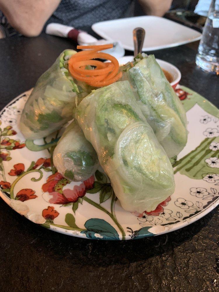 Fresh Rolls · Rice paper wrapped with iceberg lettuce, bean sprouts, mint, and cilantro. Served with sweet chili peanut sauce.
