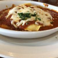 Lasagna Bolognese · Our best lasagna with beef and mozzarella cheese in marinara sauce.