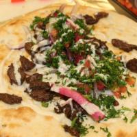 Beef Shawarma Tacos · Choice of 3 beef tacos or 2 beef tacos with a side of salad, or a side of chips & hummus, or...
