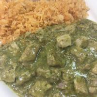 Chile Verde · Tender chunky pork in our own green sauce.