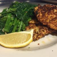 Pan Fried Chicken Over Broccoli Rabe · 