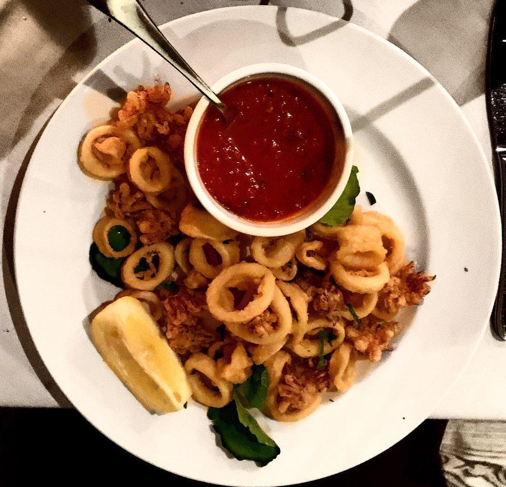 Fritto Misto · Crispy calamari, gulf shrimp, cherry peppers, zucchini, marinara sauce