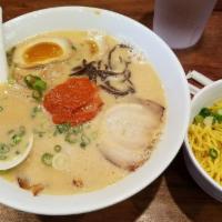 Miso Ramen · Light pork broth with miso and thick noodles.