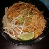 Pad Thai · Stir-fried thin rice noodles with egg, bean sprout, garlic, shallot, crushed peanut, sweet a...
