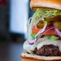 Sweet Home Avocado Burger · 8 oz. beef patty with white American, lettuce, tomato, onion, jalapeno and avocado.