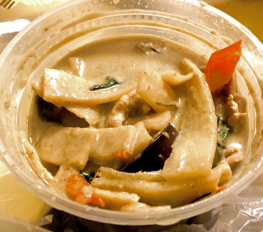 Green Curry · One of the most famous curry dishes from Thailand. The fresh coconut milk, blended well with green chili peppers and Thai spices. Spicy.