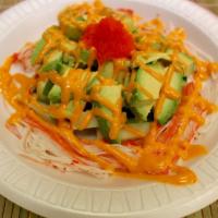 Avocado Salad · Avocado, crab stick, cucumber and masago with spicy mayo.