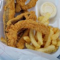 20 Piece Whiting Family Meal · 20 fillets of fried Whiting 2 sides and 12 hush puppies.