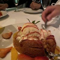 Mastro's Signature Warm Butter Cake · Traditional yellow cake with addition of whole butter
Topped with Cream cheese mixture and 
...