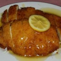 Lemon Chicken · Crispy chicken breast, served with fresh lemon sauce.