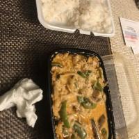 Gang Dang · Bamboo shoots, mushrooms, shrimp, green peppers in a red curry and coconut milk. Gluten free. 