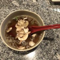 Clear Soup · Mushroom and scallion.