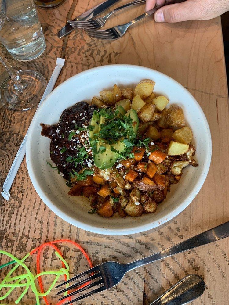 Roasted Veggie Bowl · Seasonal oven roasted vegetables, romaine, black beans, cilantro lime rice, roasted corn, and side of cilantro lime vinaigrette(add Protein $6)
