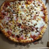 Meat Lover's Pizza · A combination of our delicious meats: pepperoni, beef toppings, Italian sausage, ham and bac...